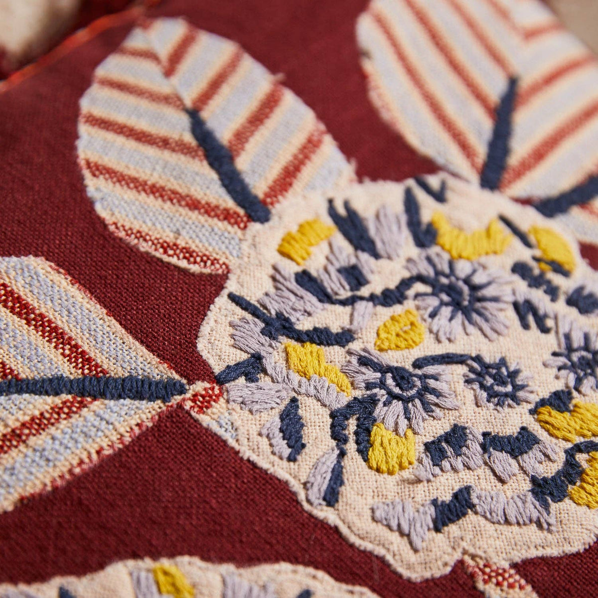 Vivi Appliqué Cushion - Rosewood: Feather Insert