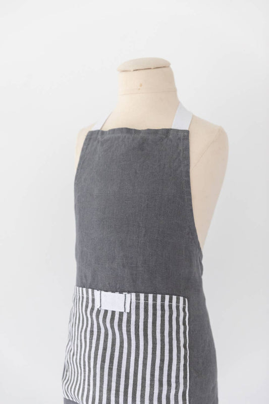 Keepsake Jar Linen Child Apron Pewter