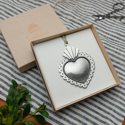 Artist Made Sacred Heart Holiday Ornament - Made in USA
