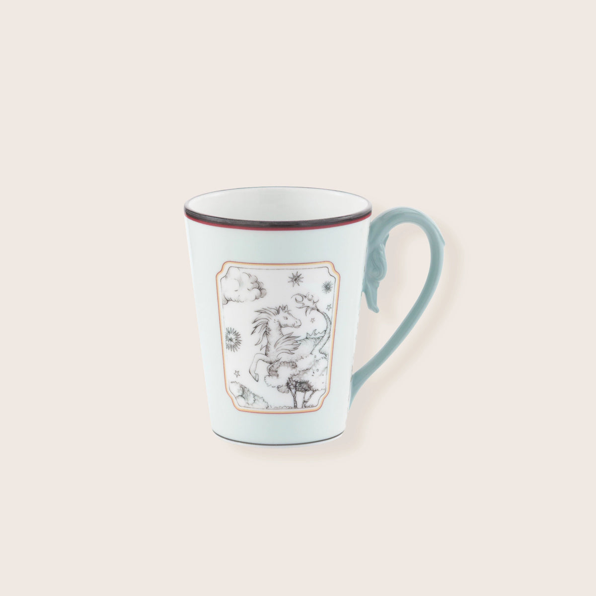 Ginori 1735 Fortunae Tall Mug, Water Horse, handle view