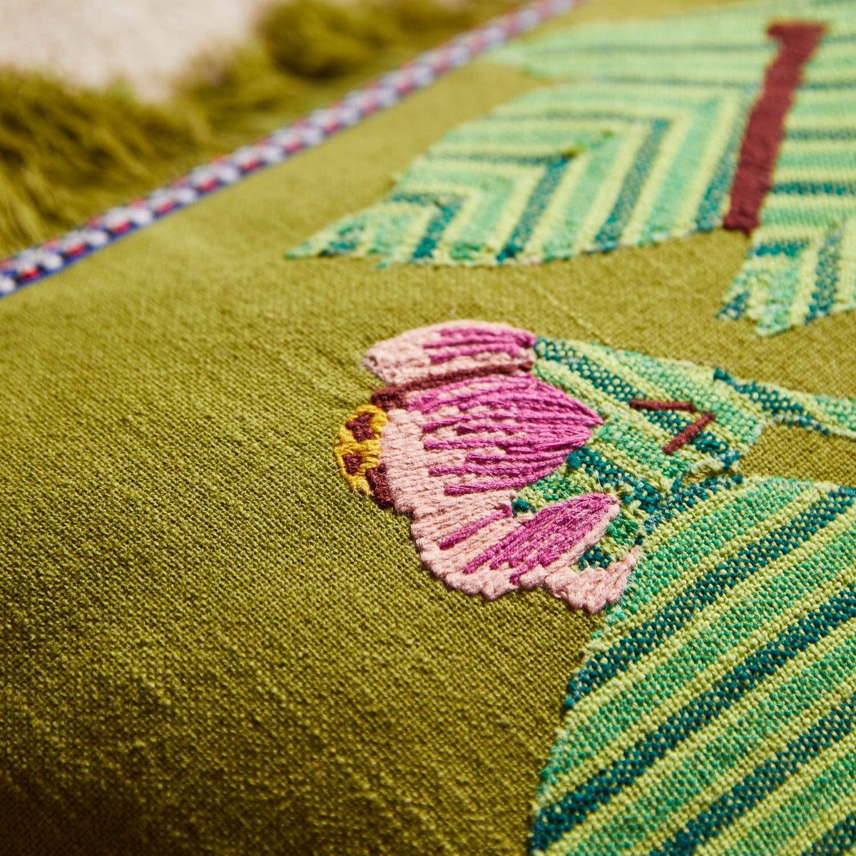 Vivi Appliqué Cushion - Juniper: Feather Insert