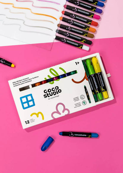 Erasable Silky Window Crayons - 12 Colors