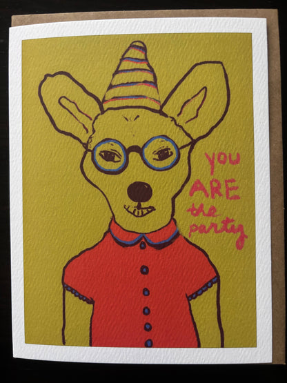 You Are the Party bright funny terrier pup in hat dog card