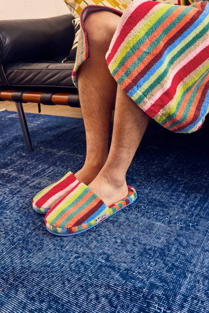 Butterfly Stripe Terry Slippers: S-M