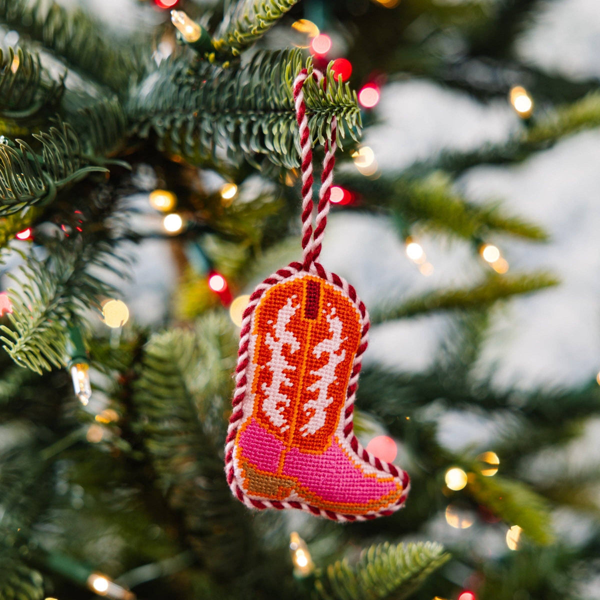 Needlepoint Icon Ornament - Cowboy Boot
