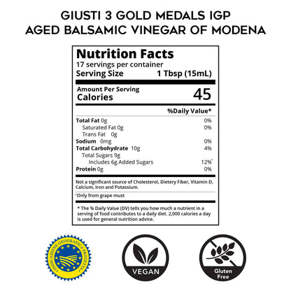 Italian Balsamic Vinegar Of Modena- "Gli Eredi": 8.45 fl oz (250ml)