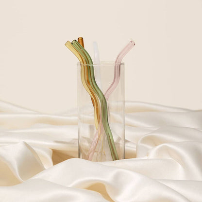 Wavy Glass Straws: Milk jade