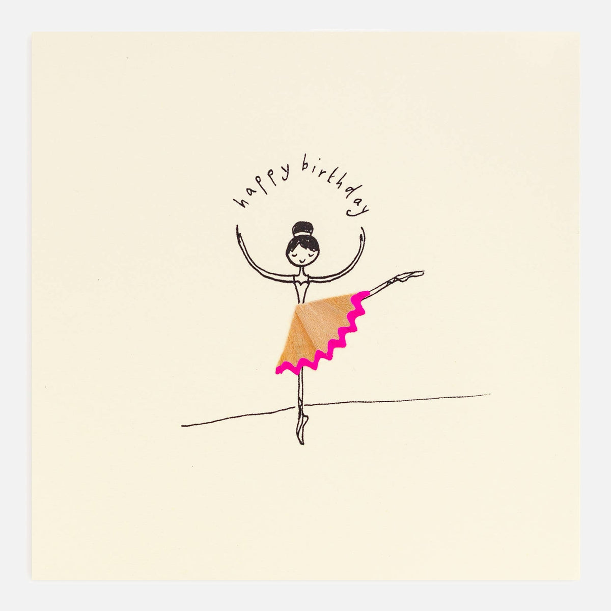 Birthday Ballerina Card – Handfinished - Real Pencil Shaving