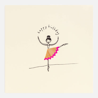 Birthday Ballerina Card – Handfinished - Real Pencil Shaving