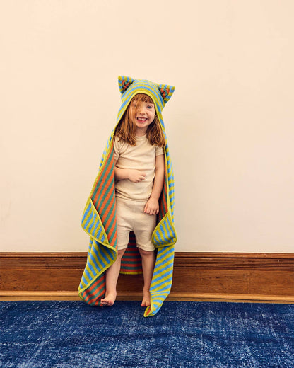 Grasshopper Stripe Cotton Terry Kids Hooded Towel: Baby