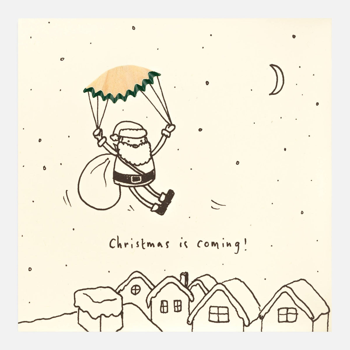 Santa Christmas Card – Handfinished UK Real Pencil Shavings
