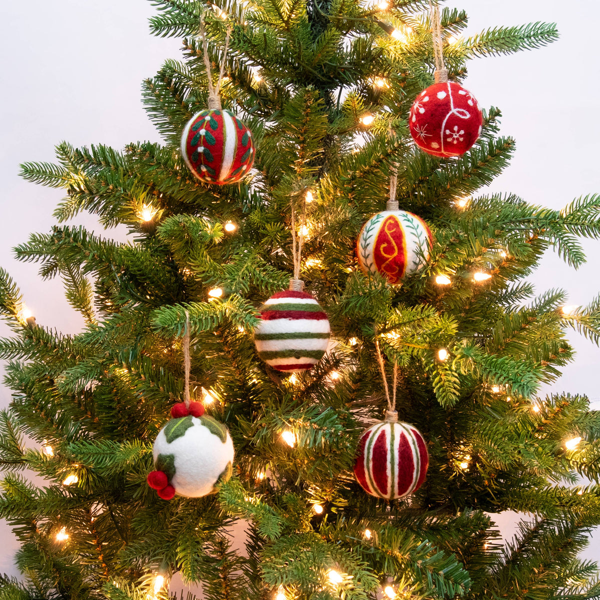 Ornament - Christmas Decor - Embroidered Red Ball, Assorted