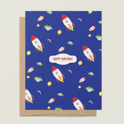 Space Birthday A2 Greeting Card