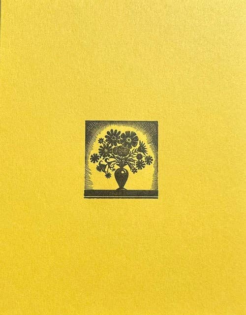 Letterpress Card- Brilliant Bouquet-Black on Yellow