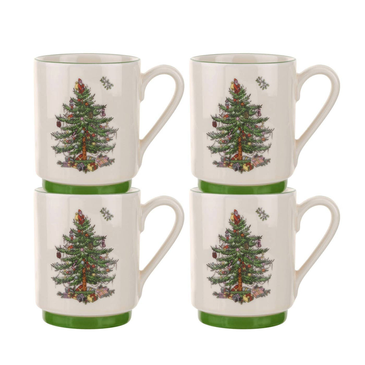 Spode Christmas Tree Stacking Mugs - Set of 4