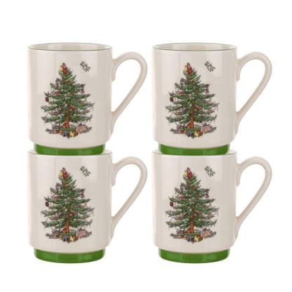 Spode Christmas Tree Stacking Mugs - Set of 4