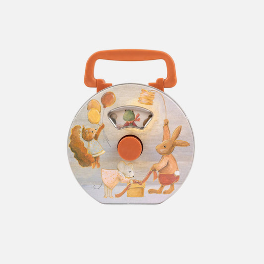 Children's toy with cartoon characters on a white background