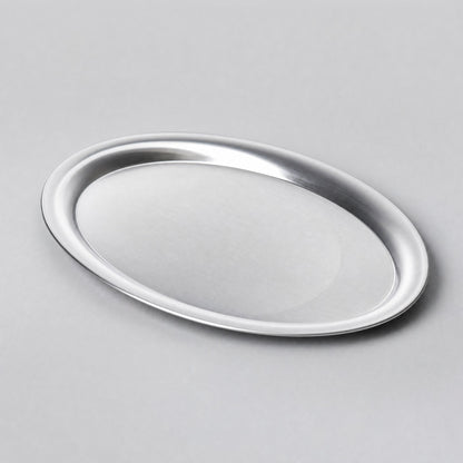 Stainless Steel Plate, matte oval, top view