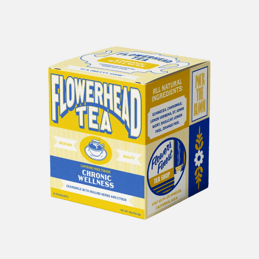 Box of Flowerhead Tea on a white background