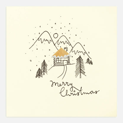 Christmas Log Cabin Card – Handfinished Real Pencil Shavings