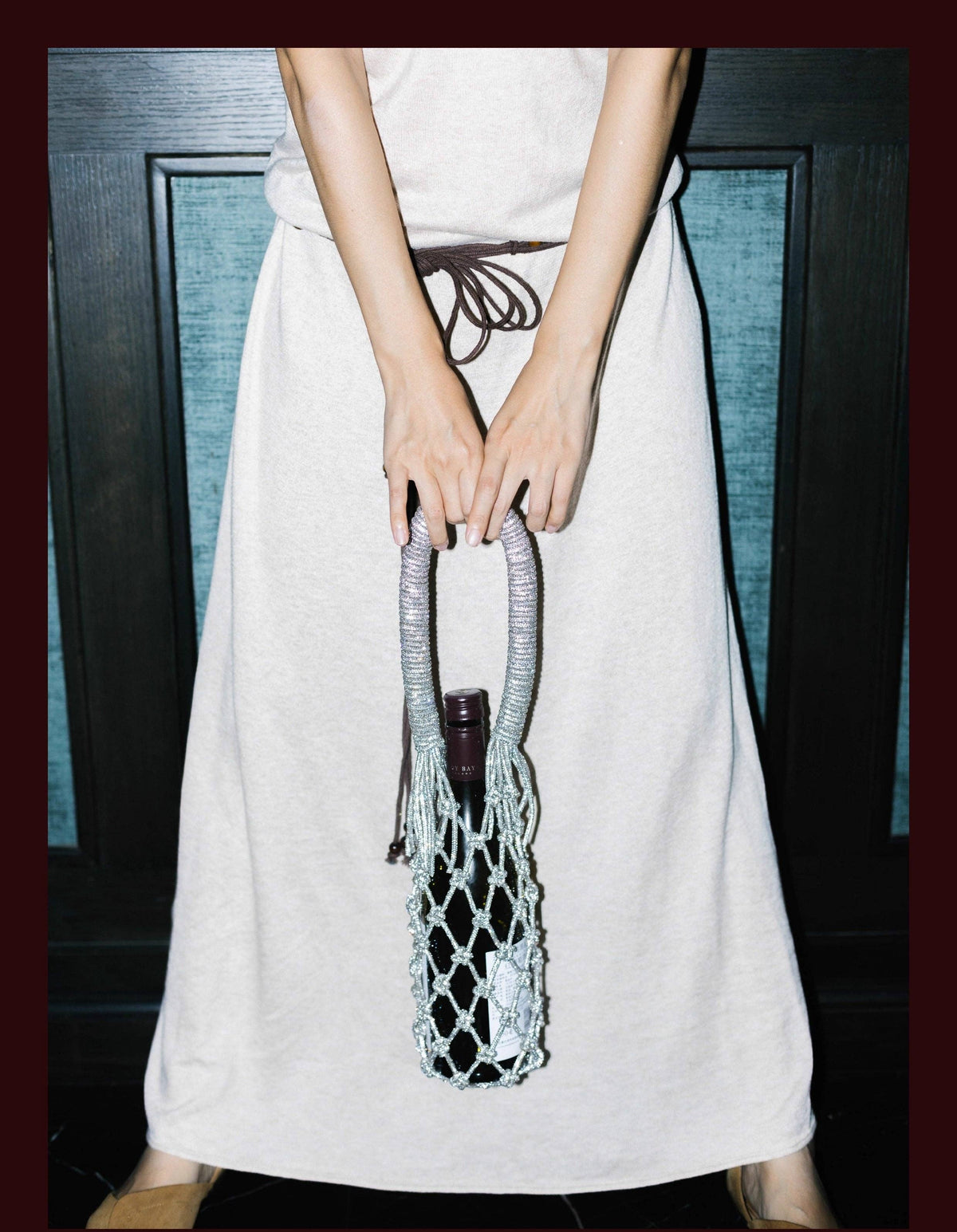 Luxe Crystal Knot Wine Carrier: Silver