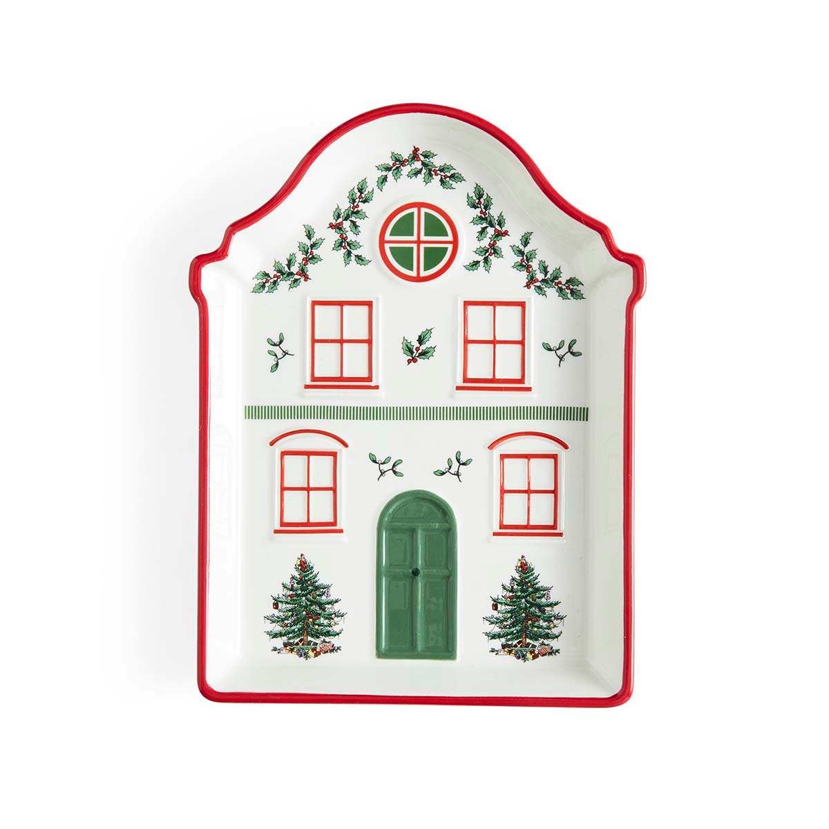 Spode Christmas Tree Village Tidbit Tray - Red