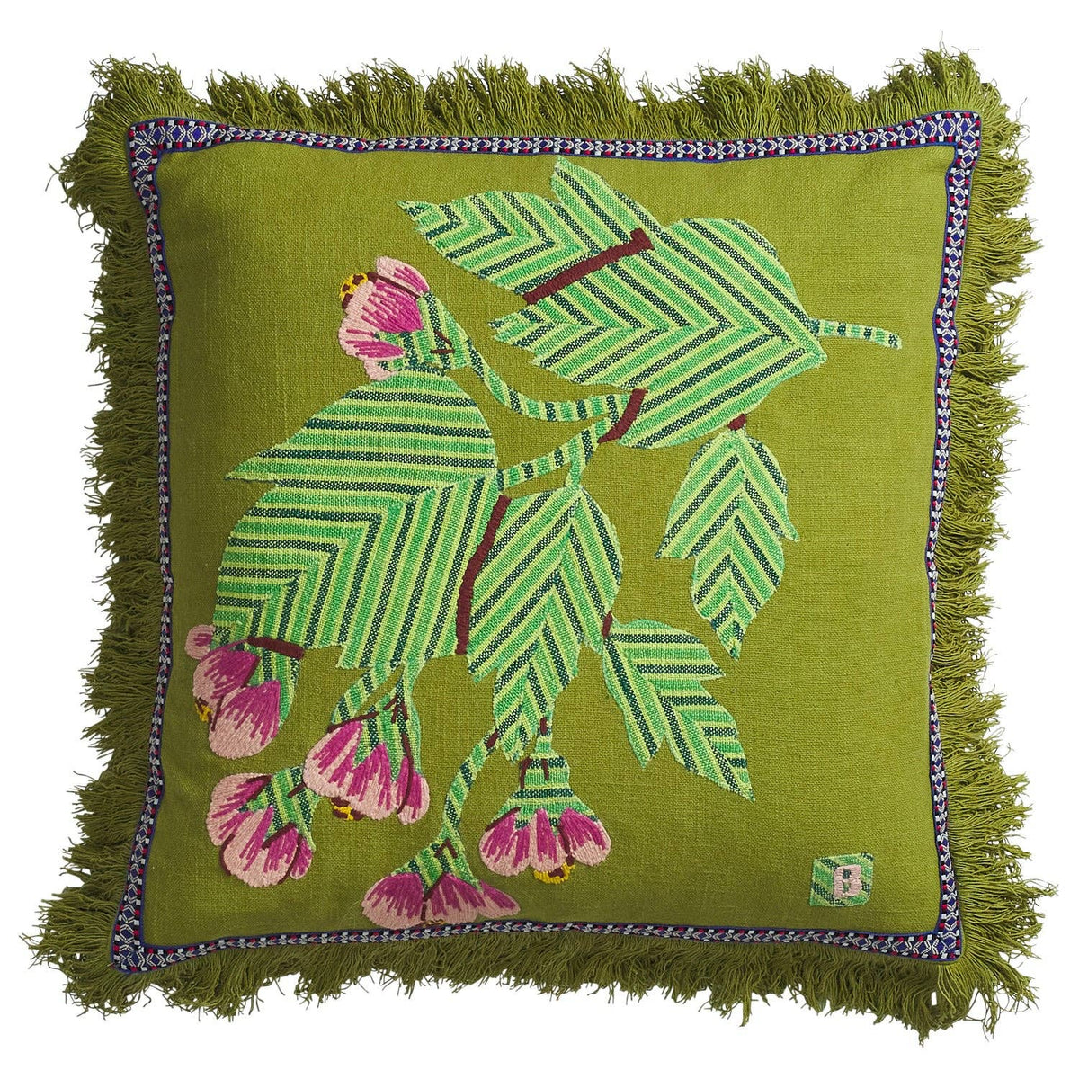 Vivi Appliqué Cushion - Juniper: Feather Insert