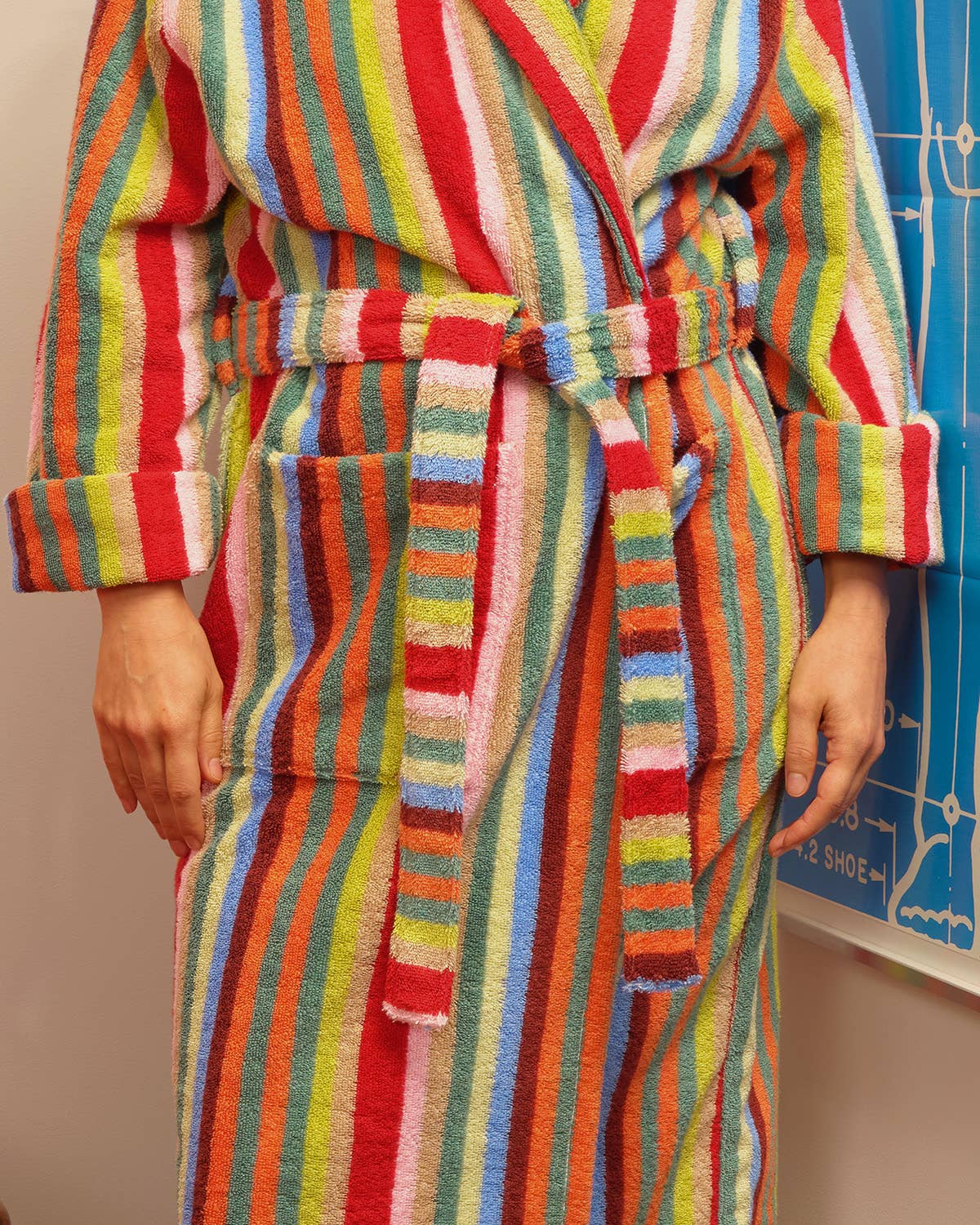 Butterfly Stripe Plush Cotton Terry Bathrobe: S