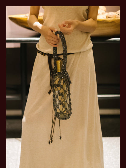 Luxe Crystal Knot Wine Carrier: Silver