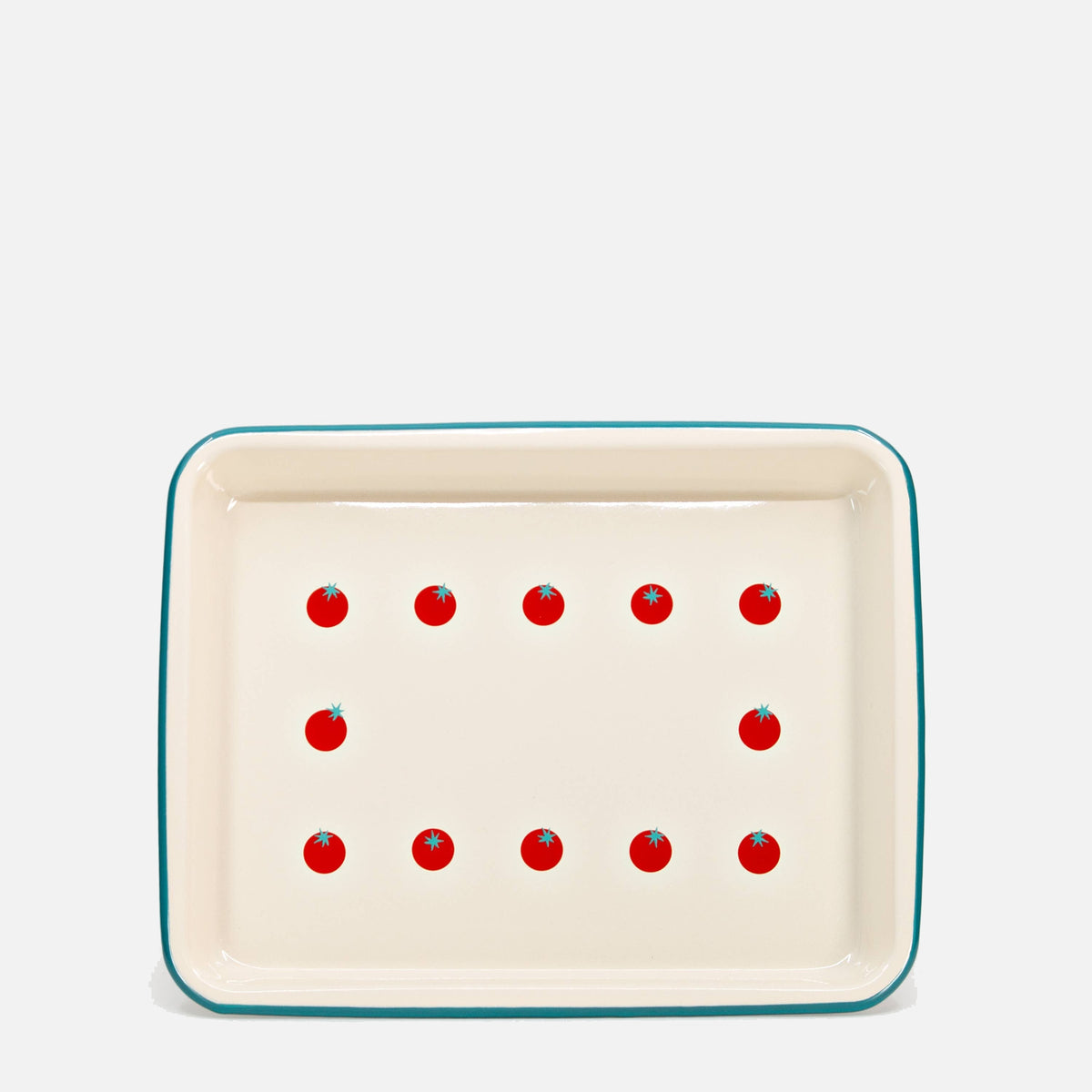 Dan Pelosi x CCH Tomato Enamelware Small Rectangle Tray: Red Rim