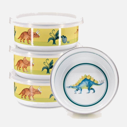Golden Rabbit Enamelware Set of 4 Dinosaurs Child Bowls