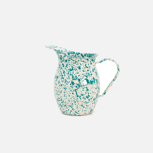 Dan Pelosi x CCH Splatter Enamelware Small Pitcher: Turquoise Rim