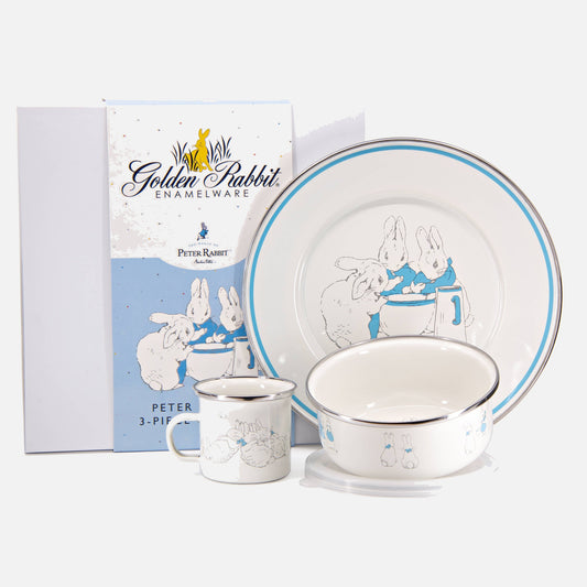 Golden Rabbit Enamelware Boy Rabbits Child Set