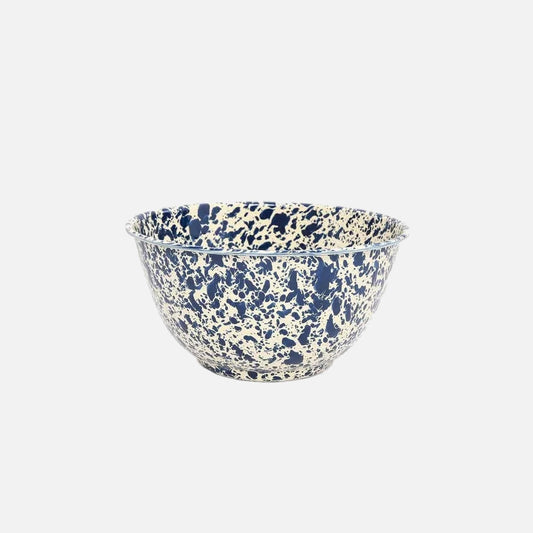Splatter Enamelware Large Salad Bowl: Navy & Cream Splatter