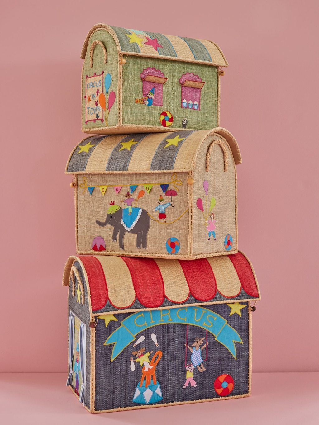 Raffia Kids Bag with Circus Theme
