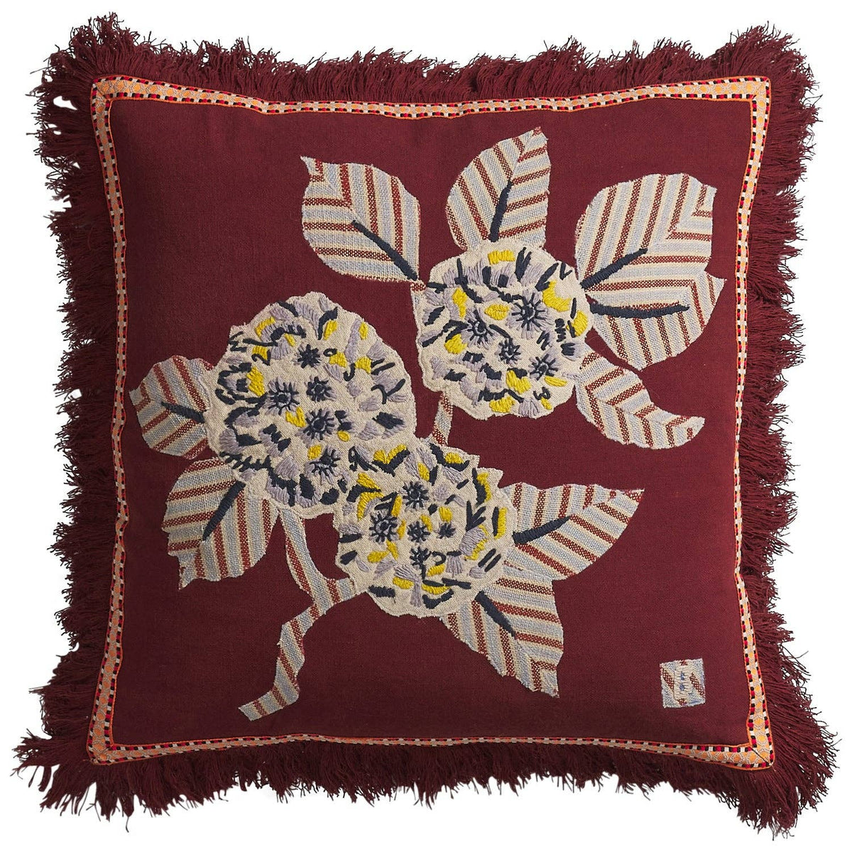 Vivi Appliqué Cushion - Rosewood: Feather Insert