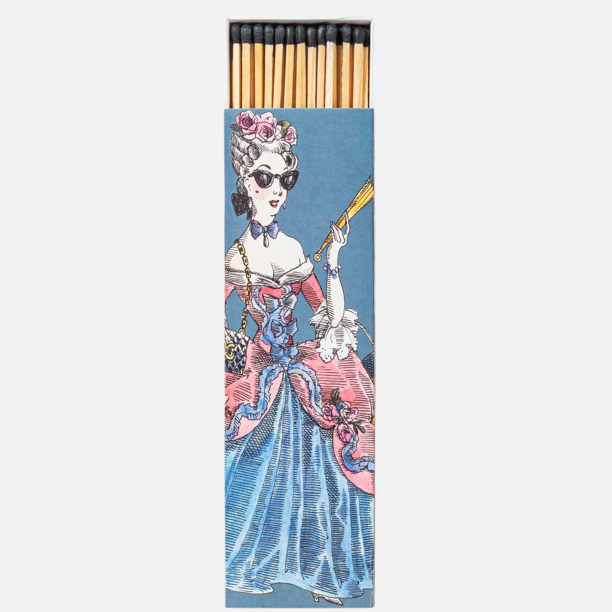 scented match box with blue fixture and box slightly open