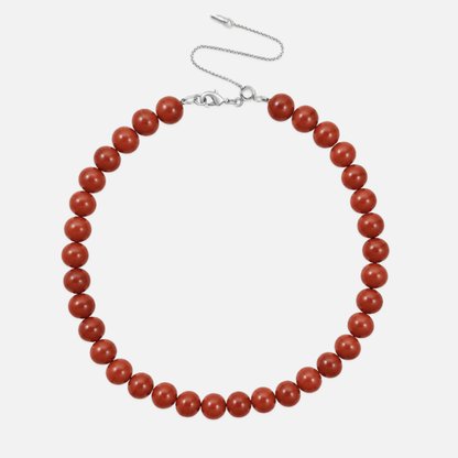 Full Moon Beaded Necklace - Red Jasper