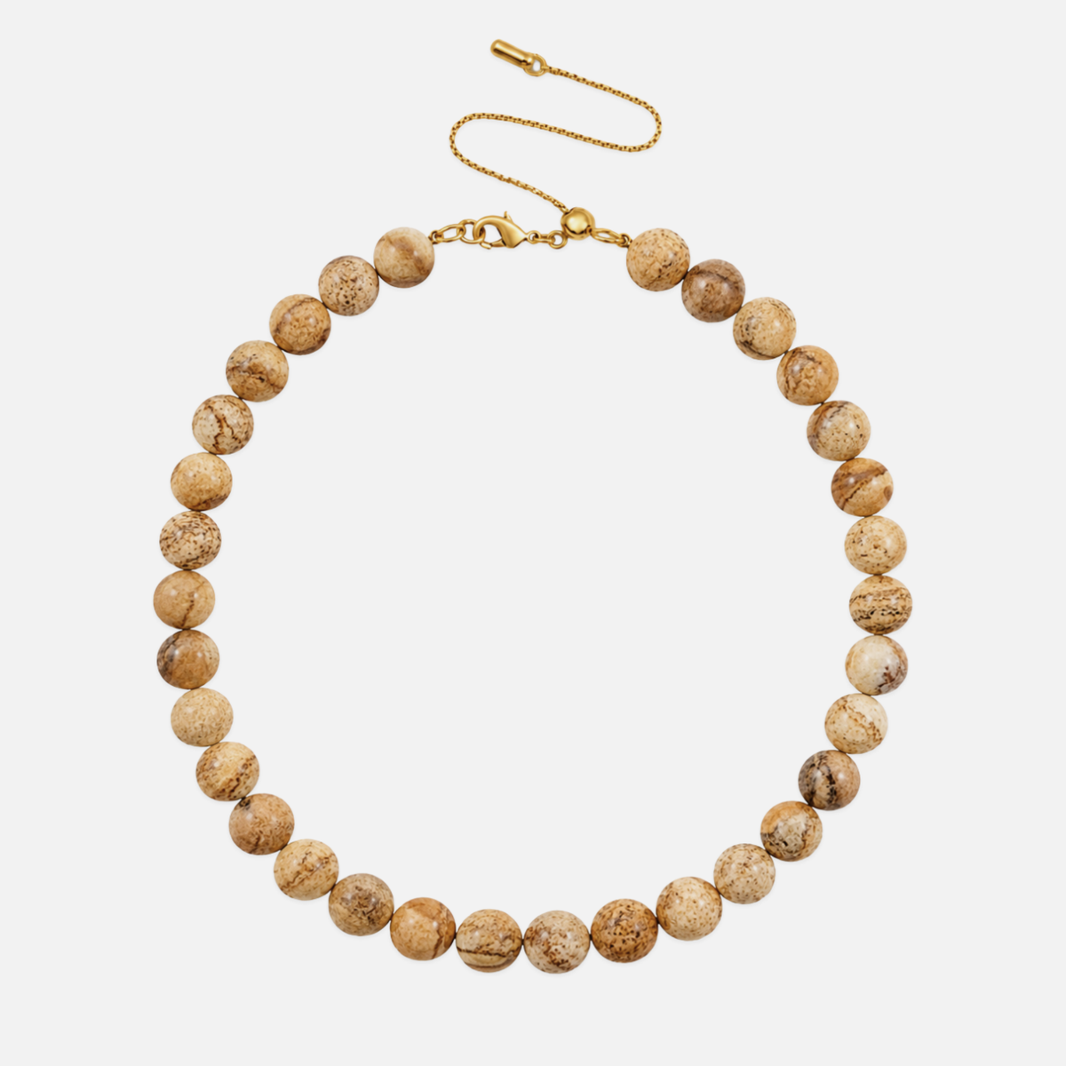Full Moon Beaded Necklace - Picture Jasper