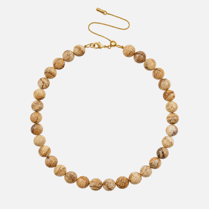 Full Moon Beaded Necklace - Picture Jasper