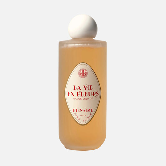 Bottle of Vermeil liquid soap with a white cap on a light gray background