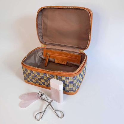 Train Case - Blue Multi Rattan