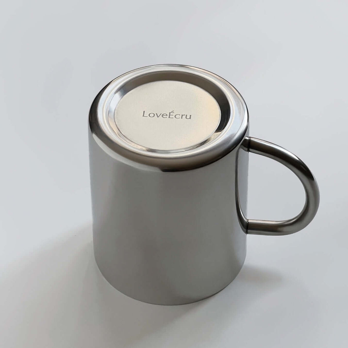 Love Ecru Double-Layer Glossy Stainless Steel Cup
