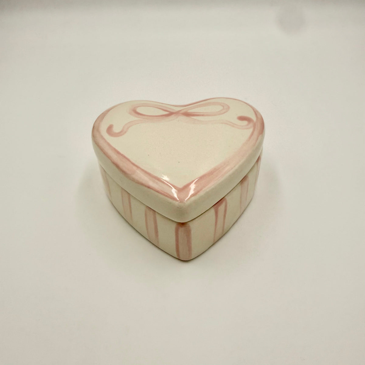 Ceramic Pink Heart Box with lid