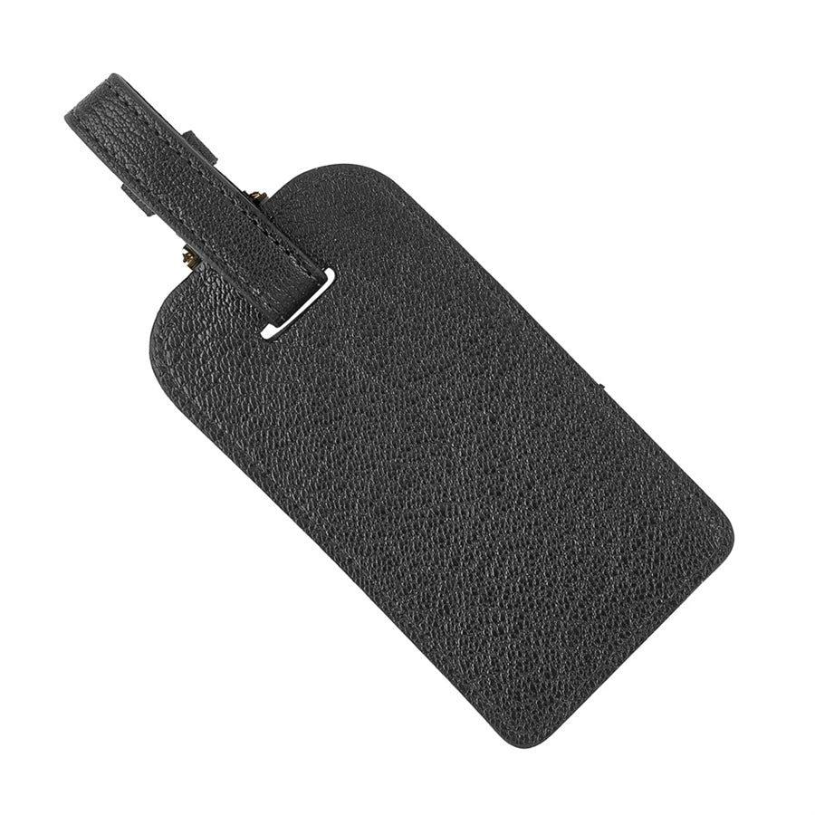 Black goatskin leather luggage tag
