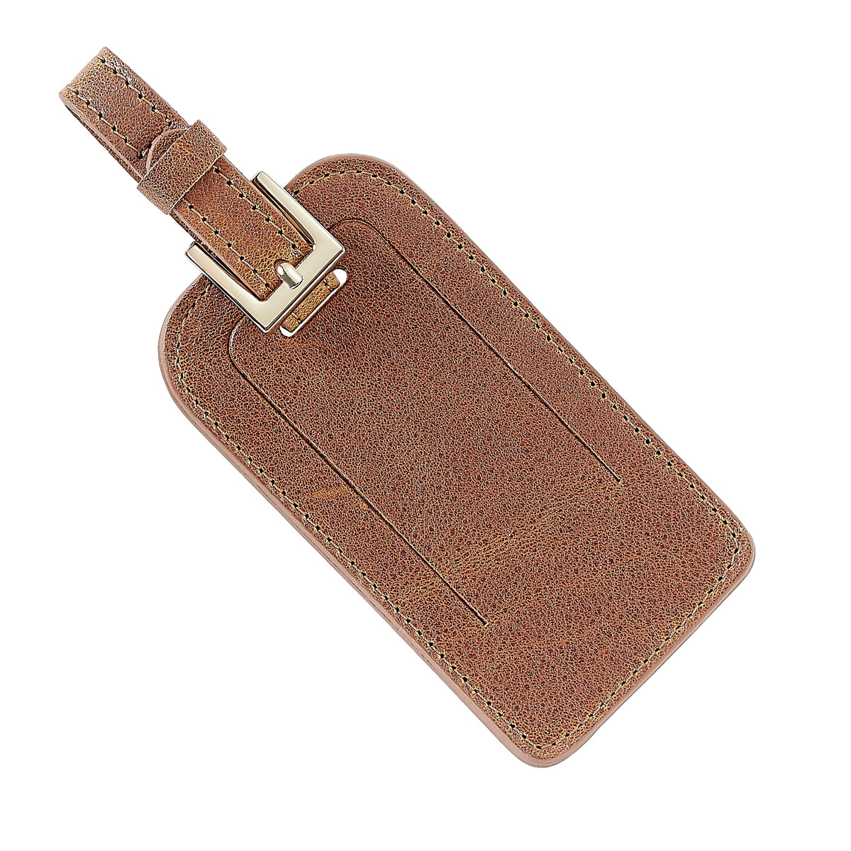 Cognac harness leather luggage tag