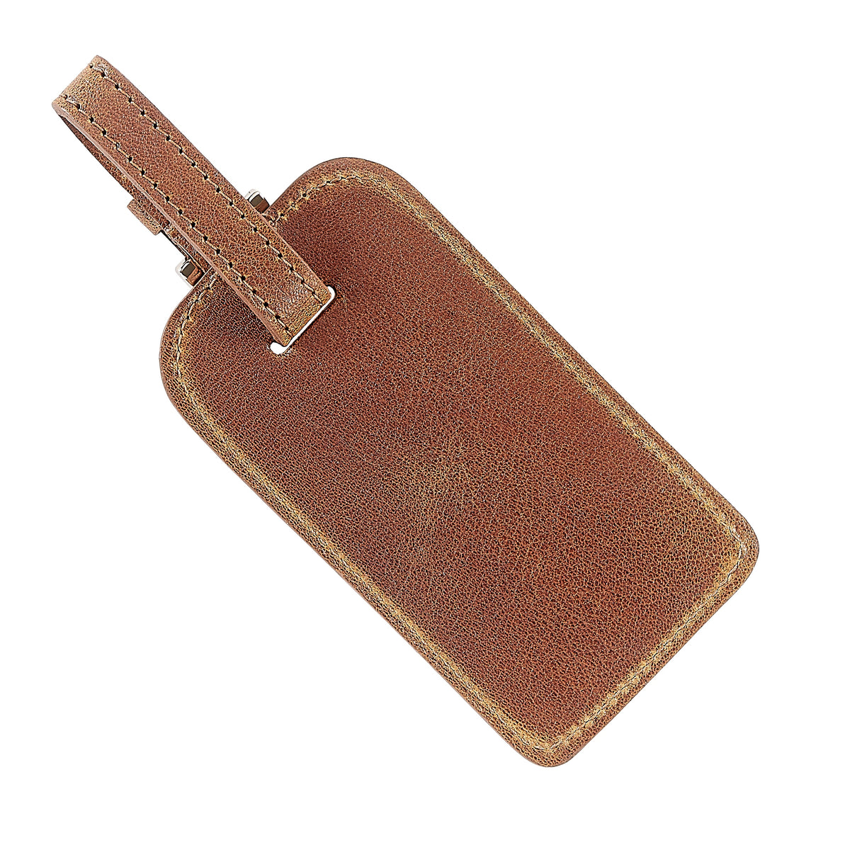 Cognac harness leather luggage tag