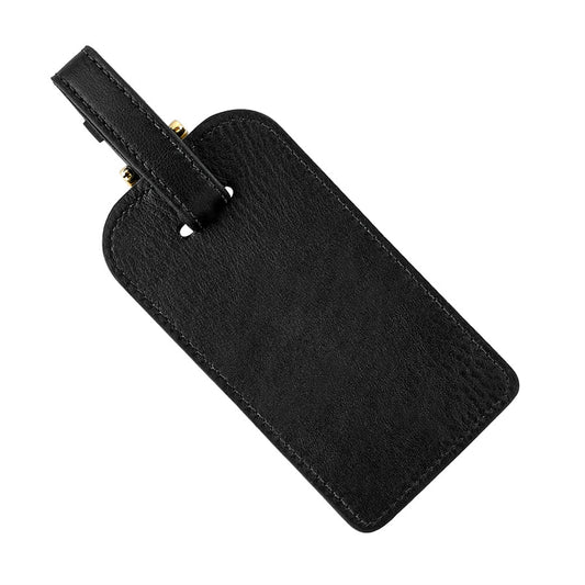 Black traditional leather luggage tag