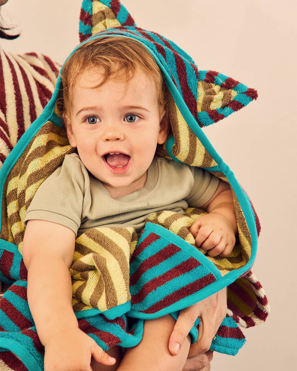 Dragonfly Stripe Cotton Terry Kids Hooded Towel: Baby