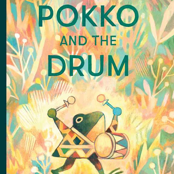 Book cover of 'Pokko and the Drum' with colorful design and character illustration.